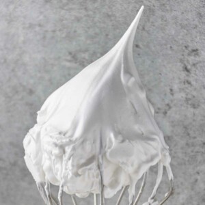 A whisk with Italian meringue.