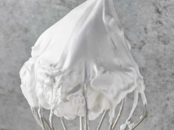 A whisk with Italian meringue.