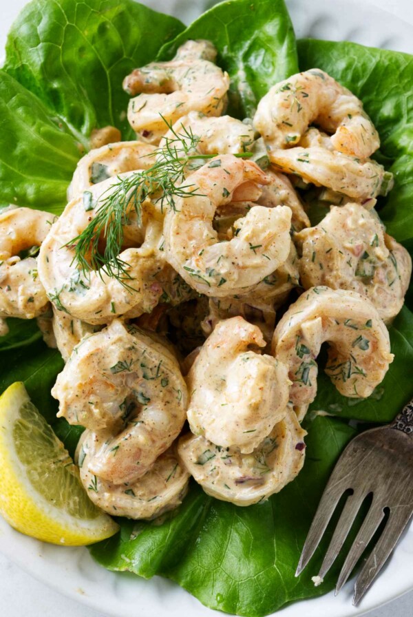 A shrimp salad with remoulade dressing.