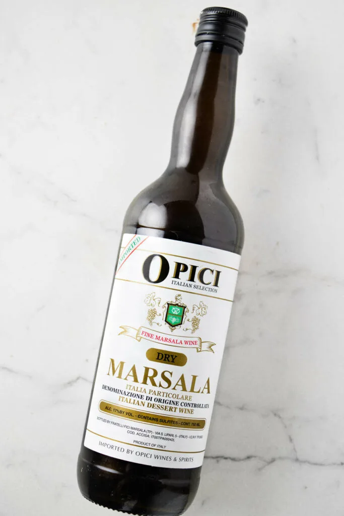 A bottle of Marsala wine.