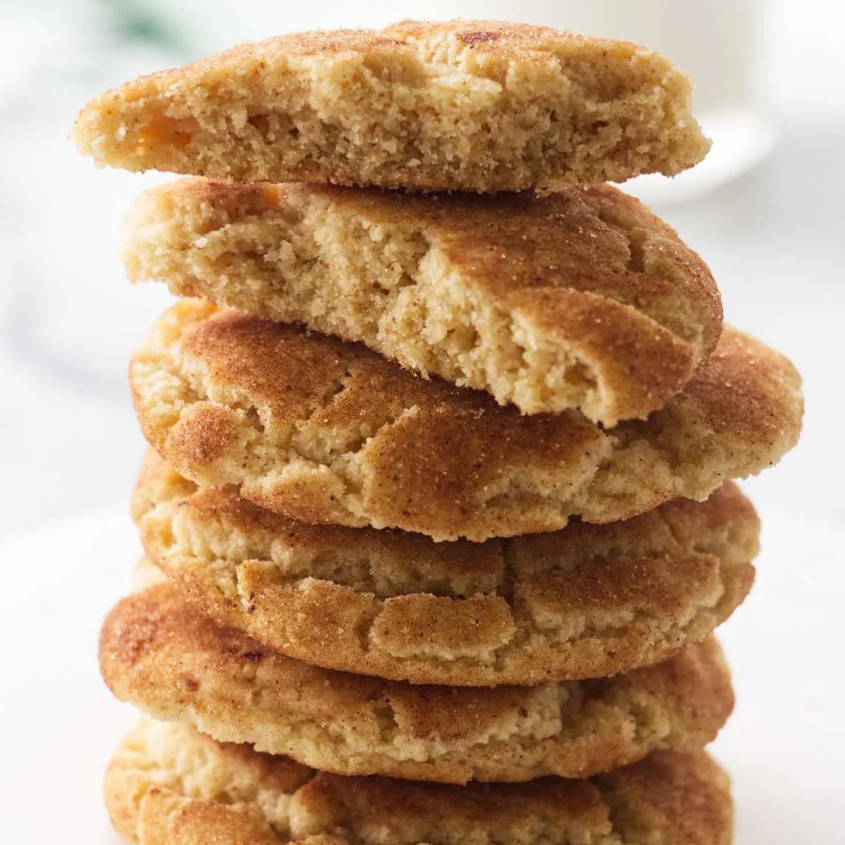 A stack of brown butter snickerdoodles.