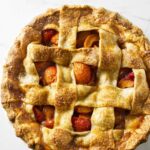 A sourdough pie crust baked on a fruit pie.