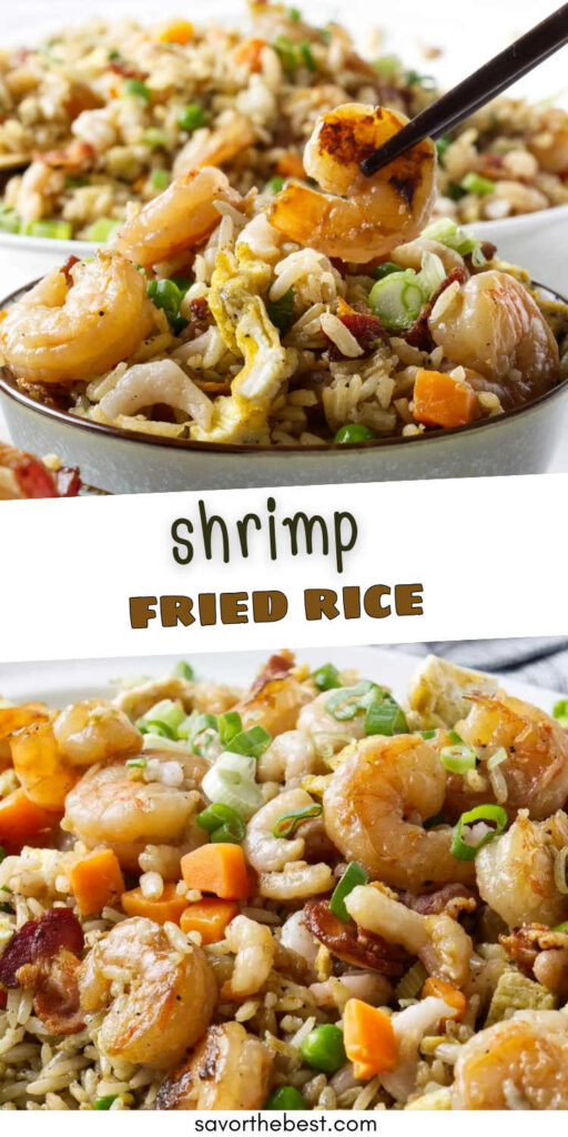 Pinterest image for shrimp fried rice.