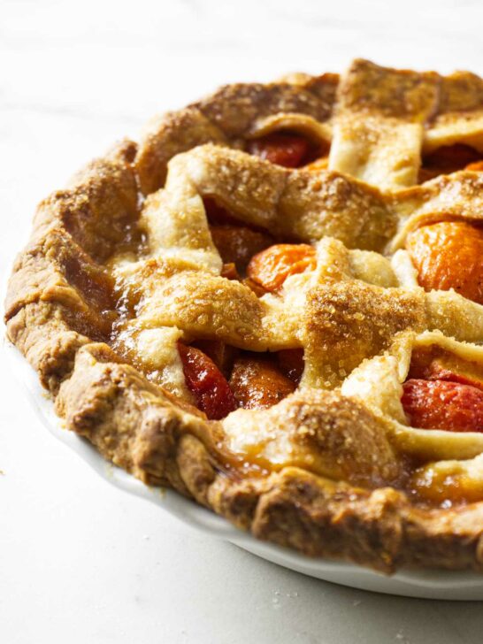 A sourdough pie crust on a fruit pie.