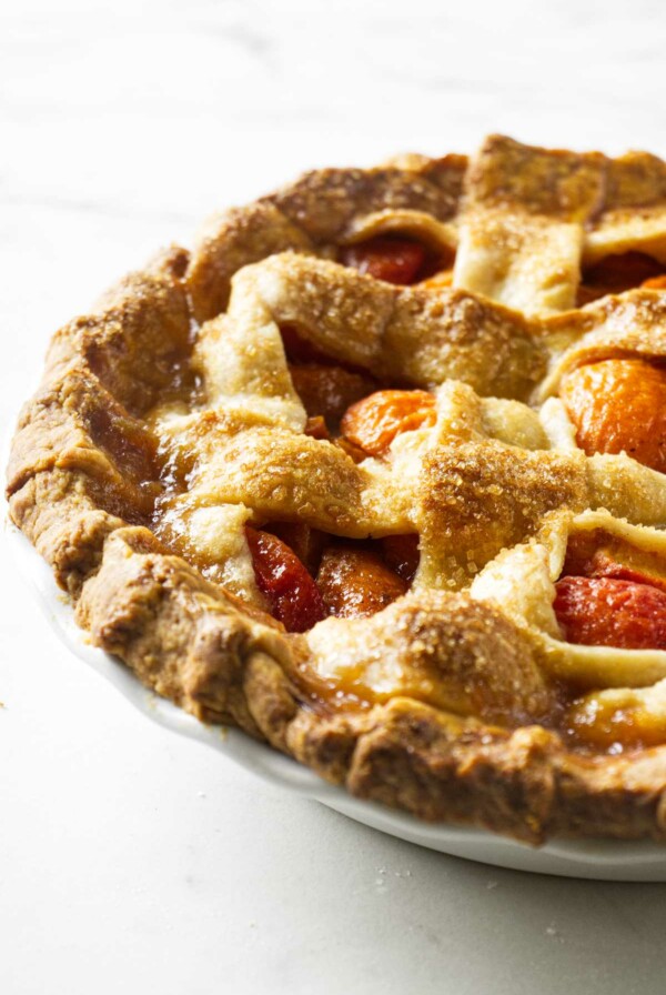 A sourdough pie crust on a fruit pie.