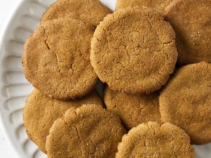 Gingersnap cookies on a plate.