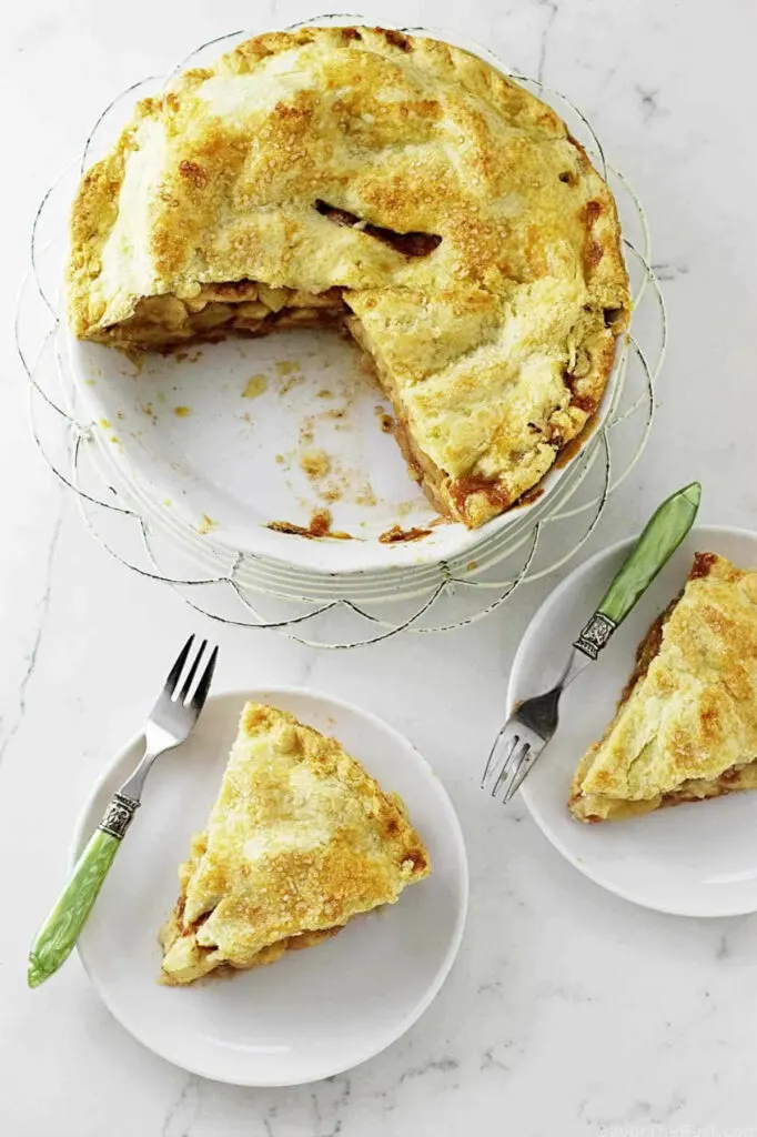 Slices of pie made with einkorn pie dough.