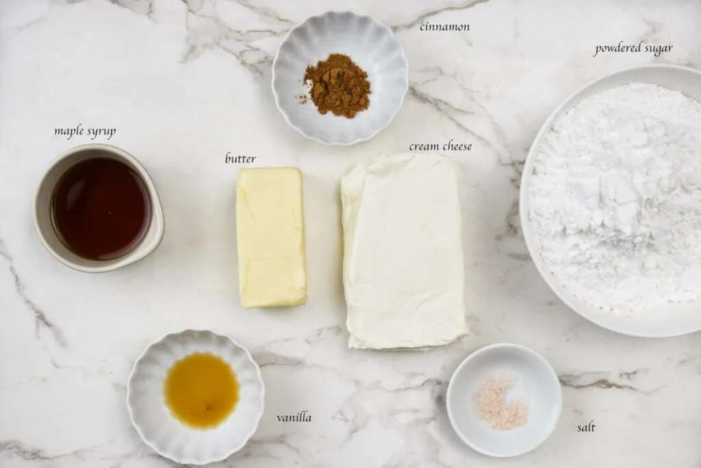 Ingredients used to make frosting for the discard banana cake.