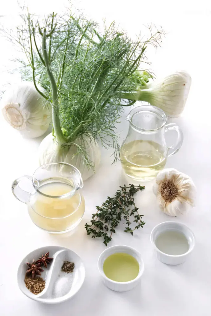 Ingredients used to make balsamic braised fennel.