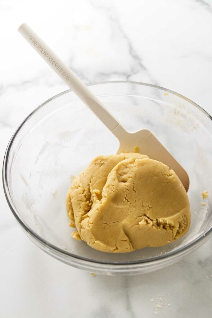 Making the shortbread dough.