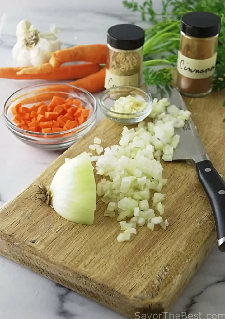 Ingredients for sprouted rice pilaf.