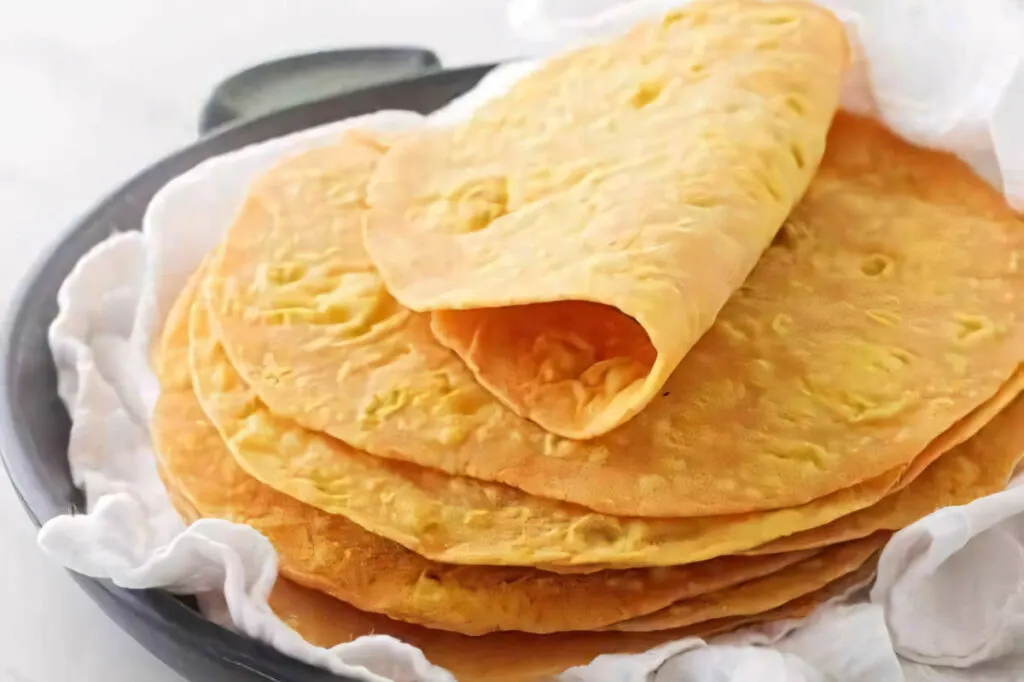 A stack of sweet potato flat bread.