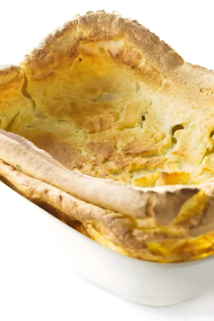 A big yorkshire pudding in a 13 x 9 inch baking dish.