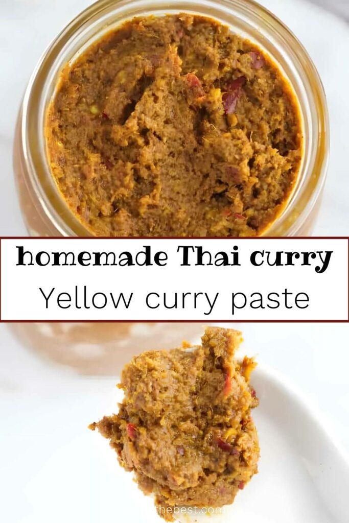 Two photos of homemade curry paste.