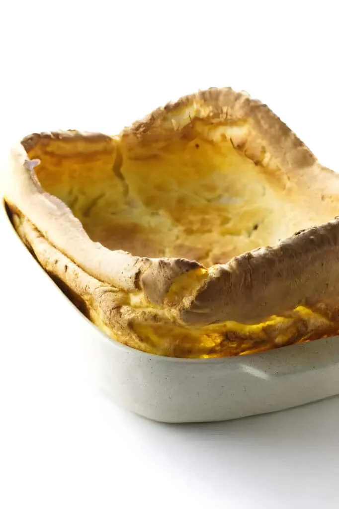 A large yorkshire pudding recipe in a 13 x 9 inch baking dish.