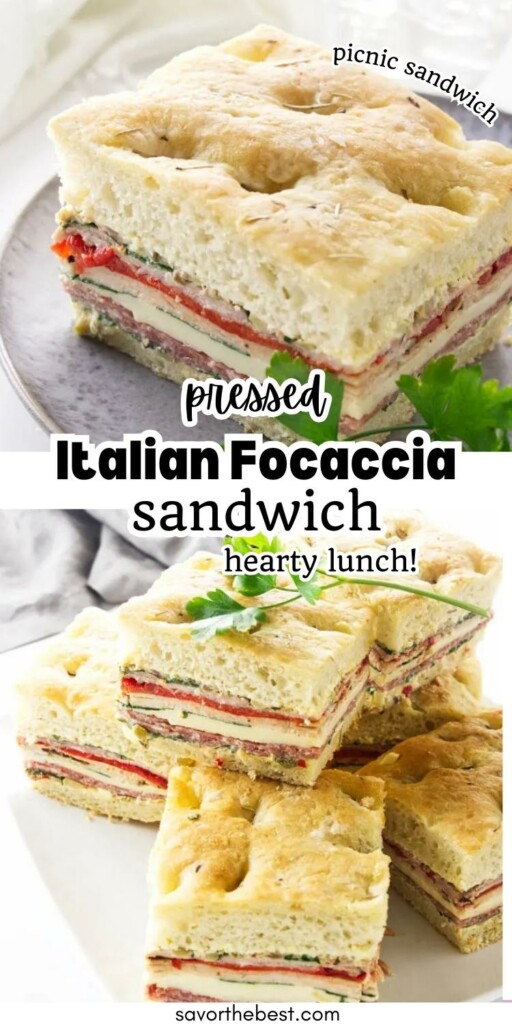 A sandwich made with focaccia bread.