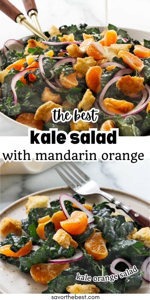 A kale salad with mandarin oranges on a plate.