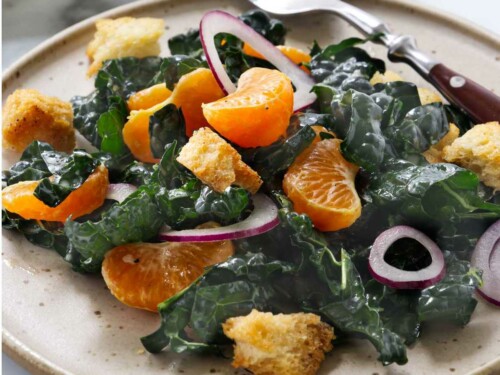 kale salad with orange ginger dressing Kale Edamame and Orange Salad with Ginger Miso Dressing
