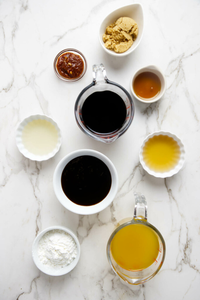 Ingredients used to make an all purpose stir fry sauce.