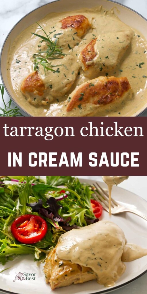 Chicken breasts in creamy tarragon sauce.