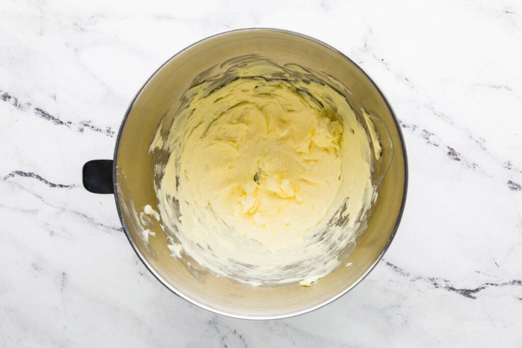 Beating the butter for the buttercream.