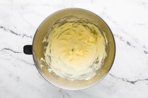 Beating the butter for the buttercream.