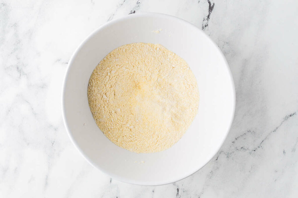 Blending the dry ingredients in a bowl.