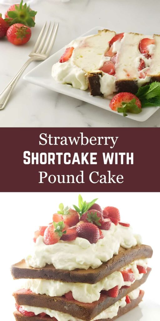 Two styles of strawberry shortcake with whipped cream and fresh strawberries.