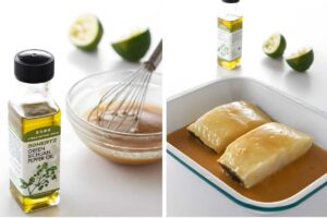 Making a marinade for sea bass with miso glaze.