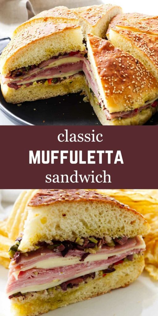 A slice of a mufuletta olive sandwich on a plate.