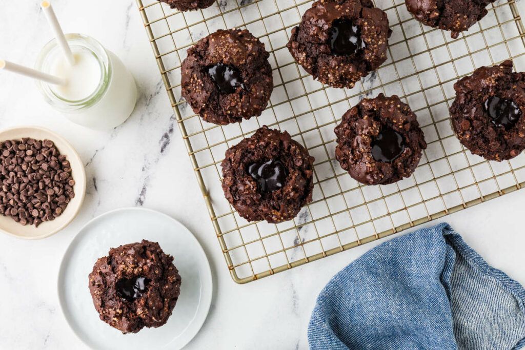 Several chocolate muffins olympics recipe on a rack..