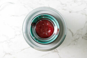 Fresh sorbet mixture in a cuisinart ice cream churner.