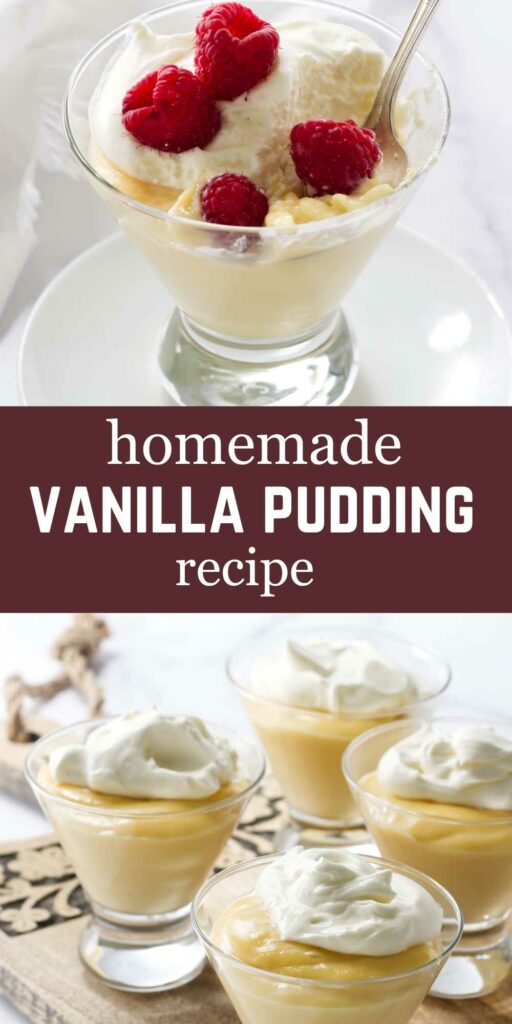 creamy vanilla pudding in individual serving dishes.