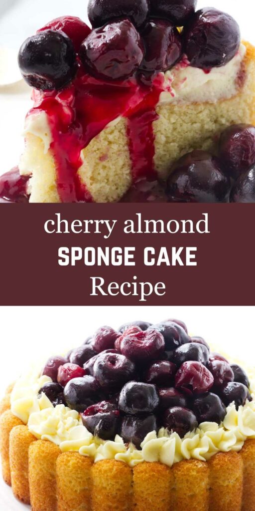 A sponge cake topped with cherries and mousseline cream.