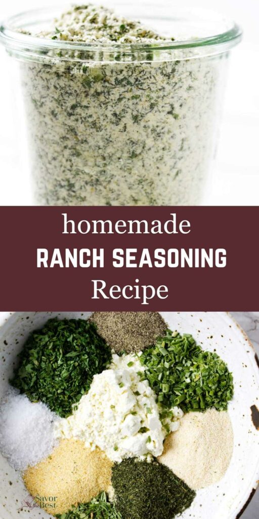 Dry herbs mixed in a jar for ranch dressing blend.