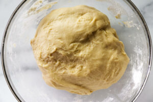 Cannoli dough in a mixing bowl.