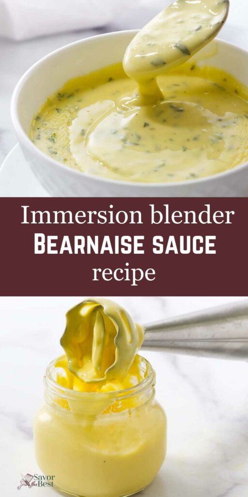 Drizzling bearnaise sauce from a spoon.