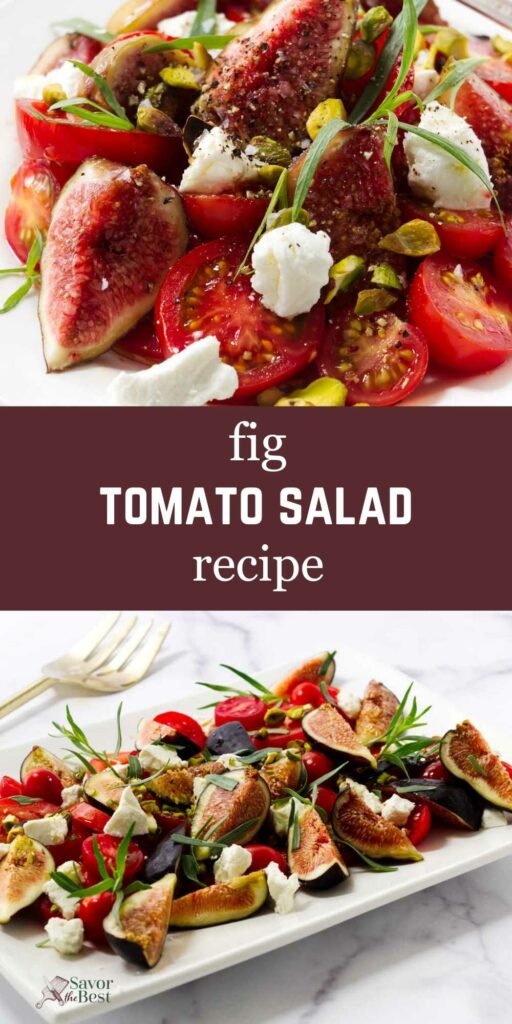 A plate filled with a tomato salad and figs.