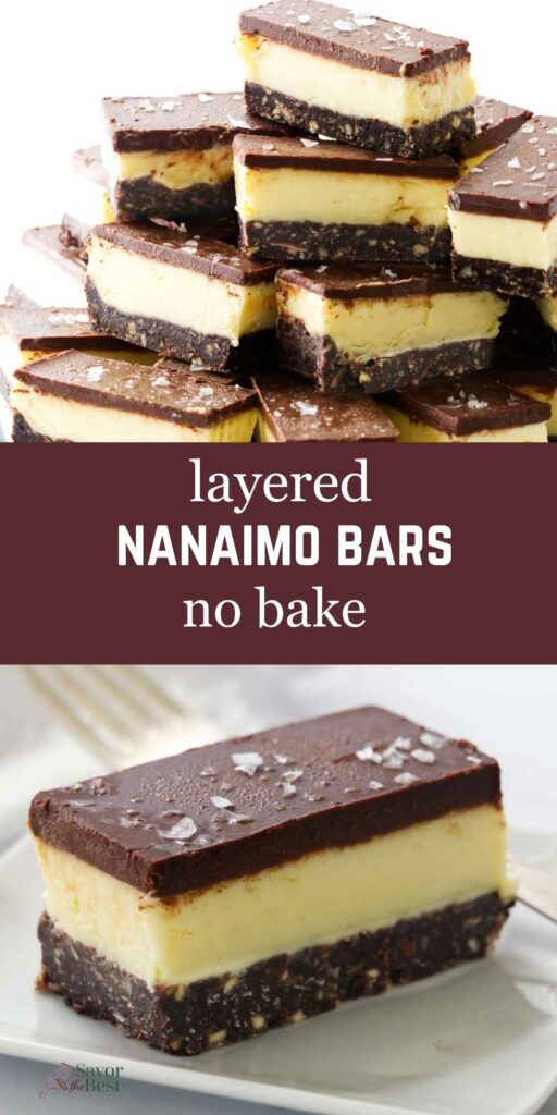 A stack of nanaimo bars with a thick buttercream layer.