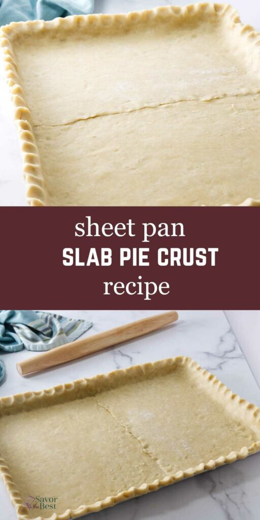 A sheet pan filled with a slab of pie dough pastry.