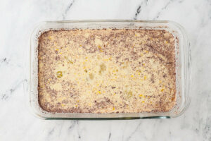 Mixing the french toast custard in a wide dish.