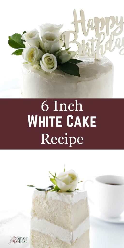 White frosted cake with roses, birthday sign, slice on plate, cup nearby.