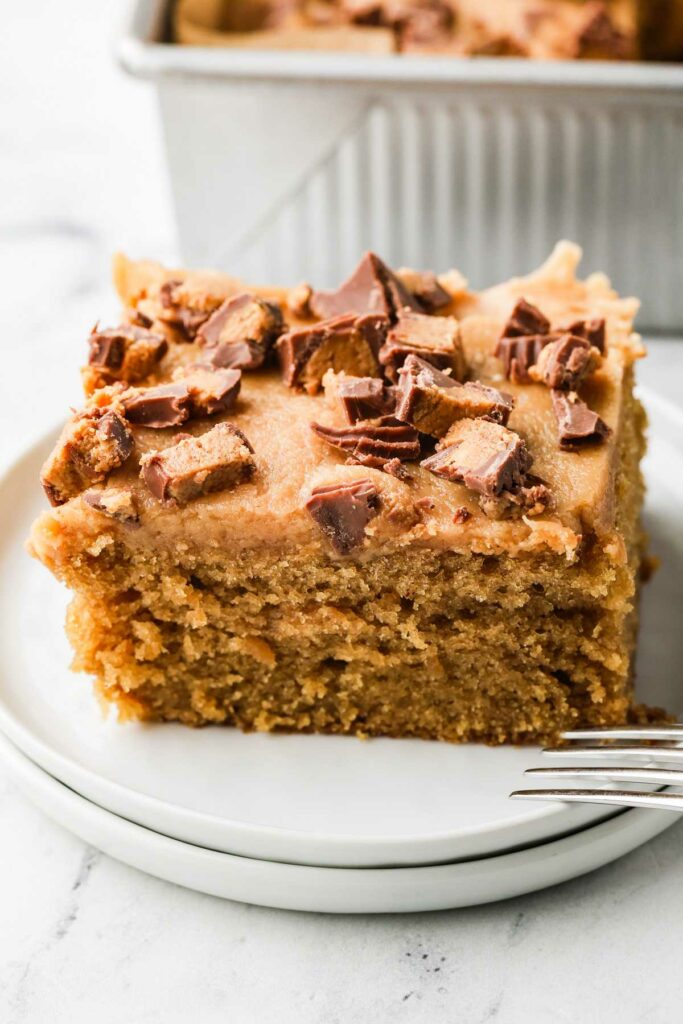 A slice of southern peanut butter cake.