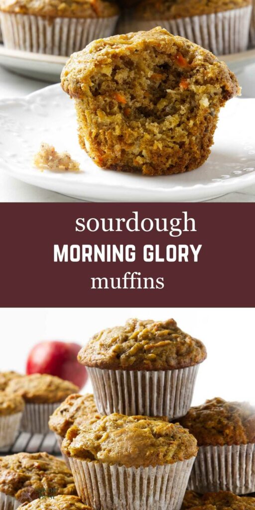 A stack of sourdough muffins and a partially eaten muffin on a plate.