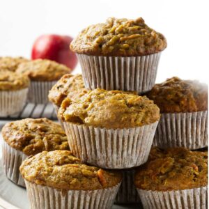 Several sourdough muffins stacked on each other.