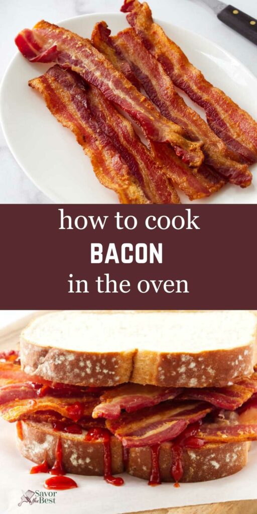 A plate of crisp bacon next to a bacon and butter sandwich.