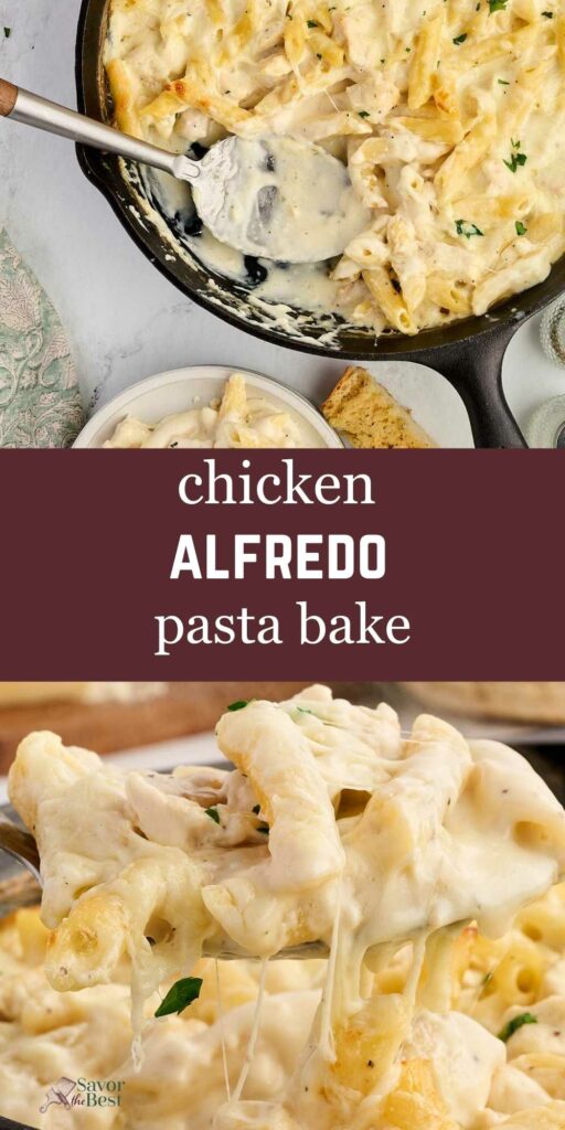 Serving a baked chicken pasta with cheese.