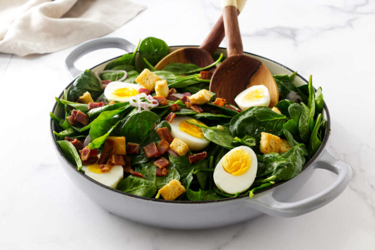 Warm Spinach Salad with Bacon Dressing - Savor the Best
