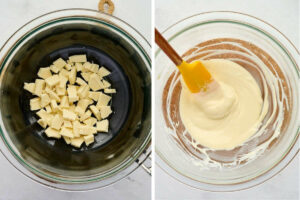 Melting white chocolate for frosting.