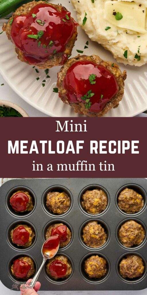 Adding glaze to the top of mini meatloafs in a muffin tin.